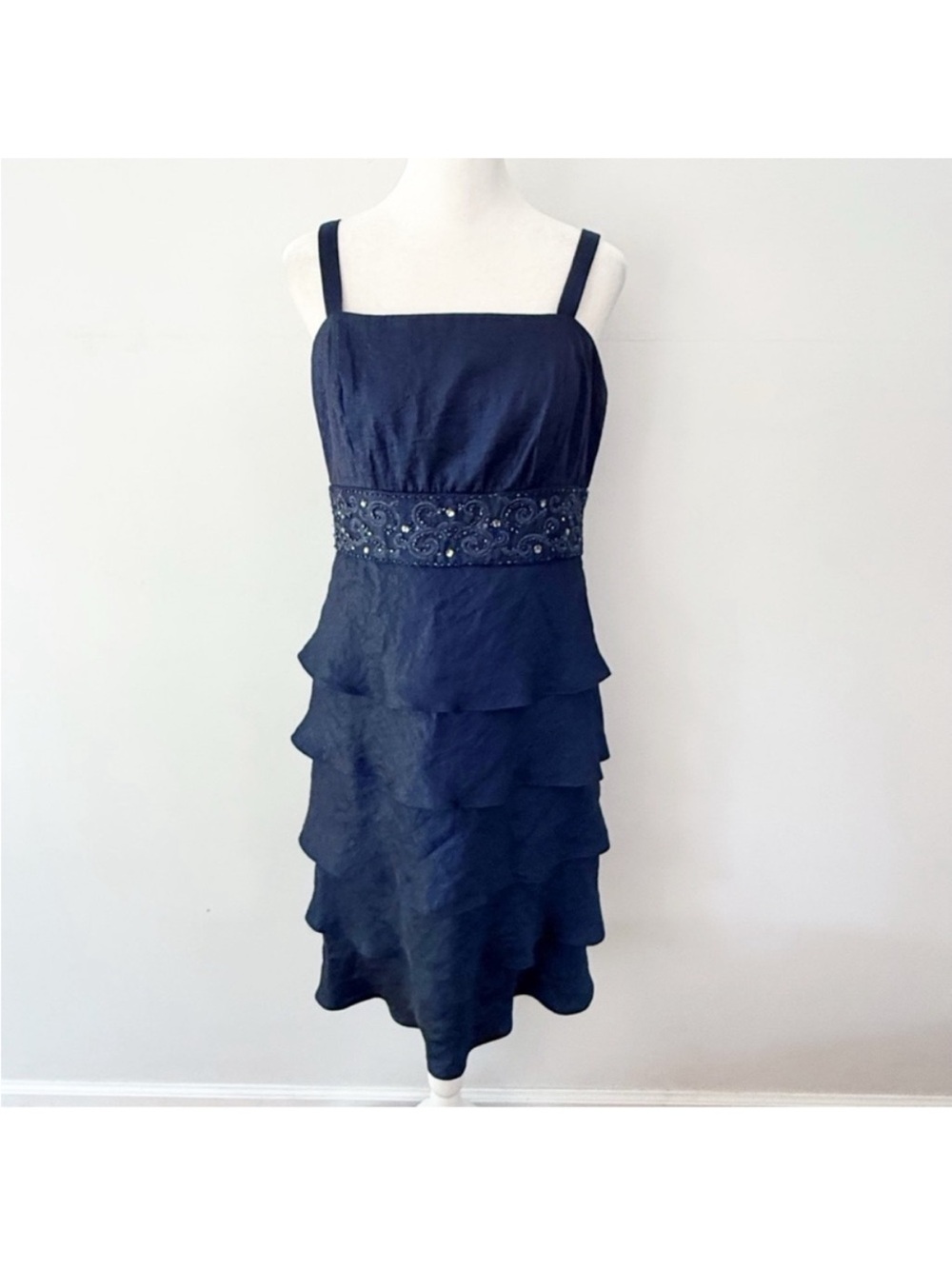 Vintage Women Y2K Beaded Ruffle Petal Dress Sz 10 Fairy Whimsigoth Formal Event